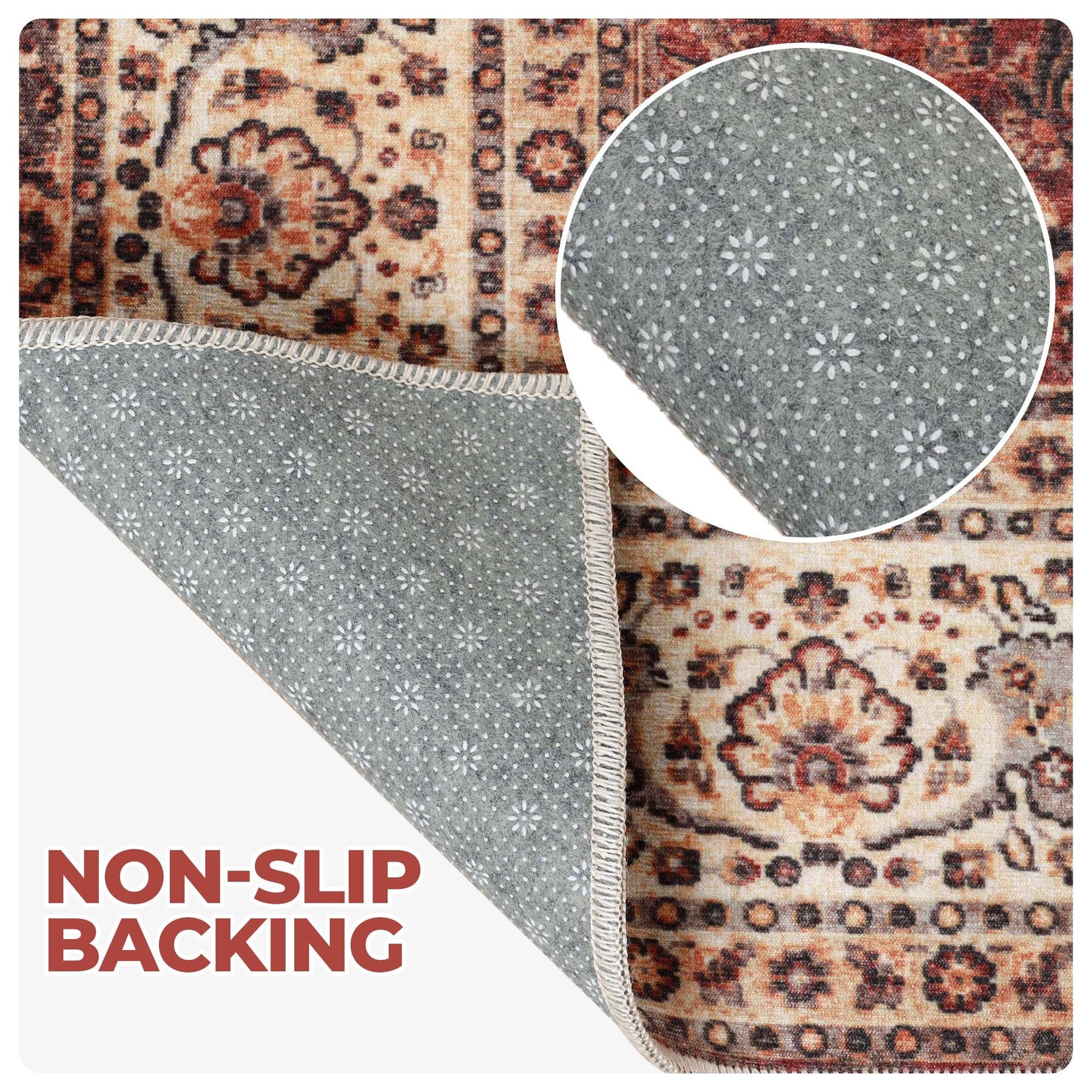 Toucan Geometric Medallion Non-Slip Washable Indoor Area Rug