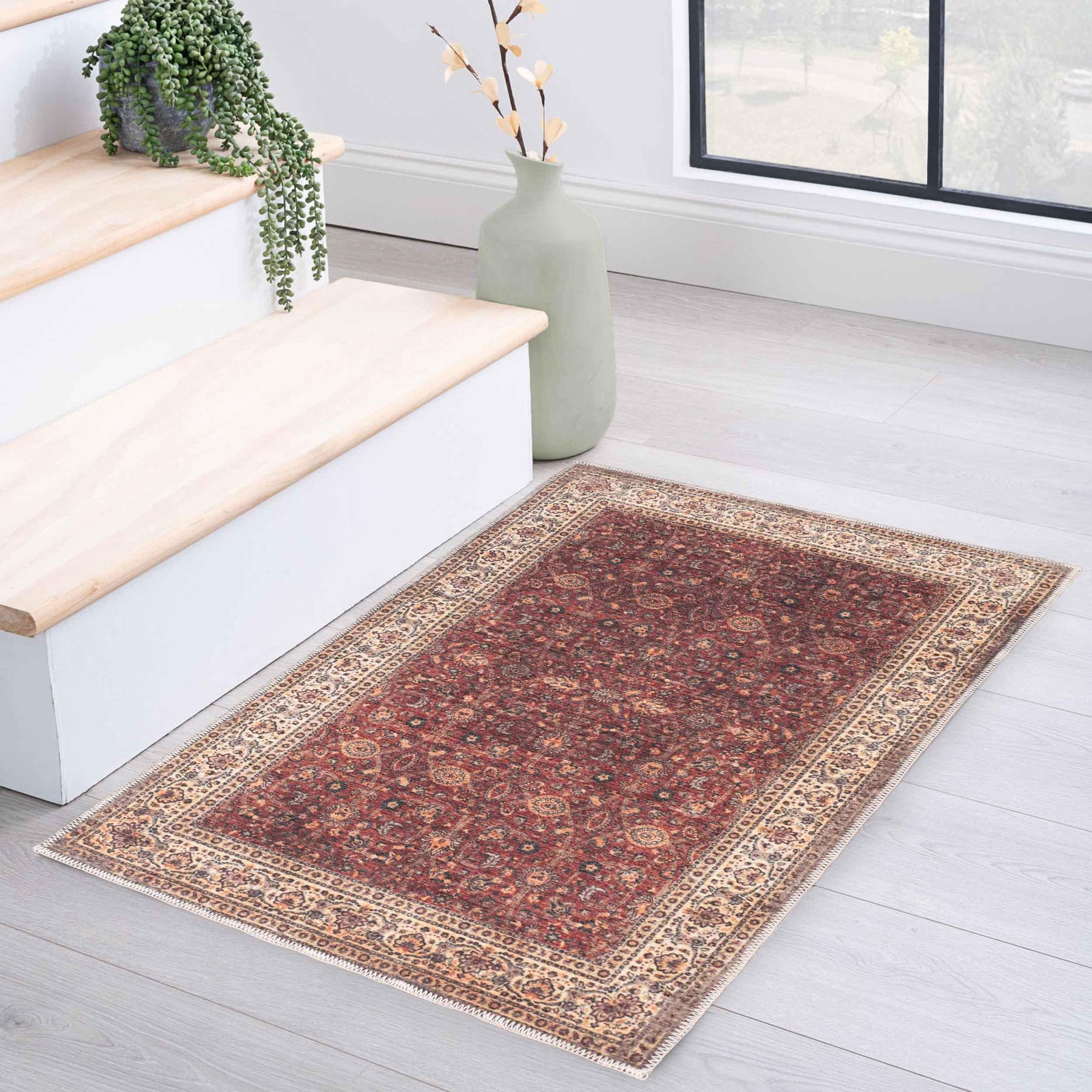 Toucan Geometric Medallion Non-Slip Washable Indoor Area Rug