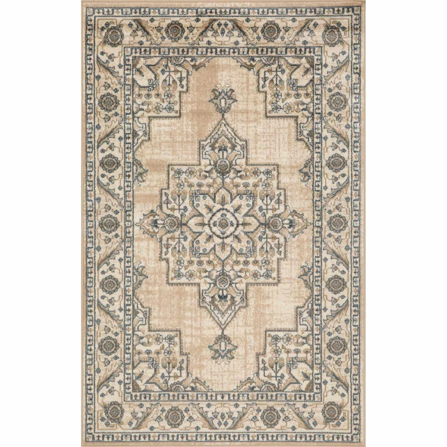 Traditional Geometric Floral Medallion Indoor Area Rug