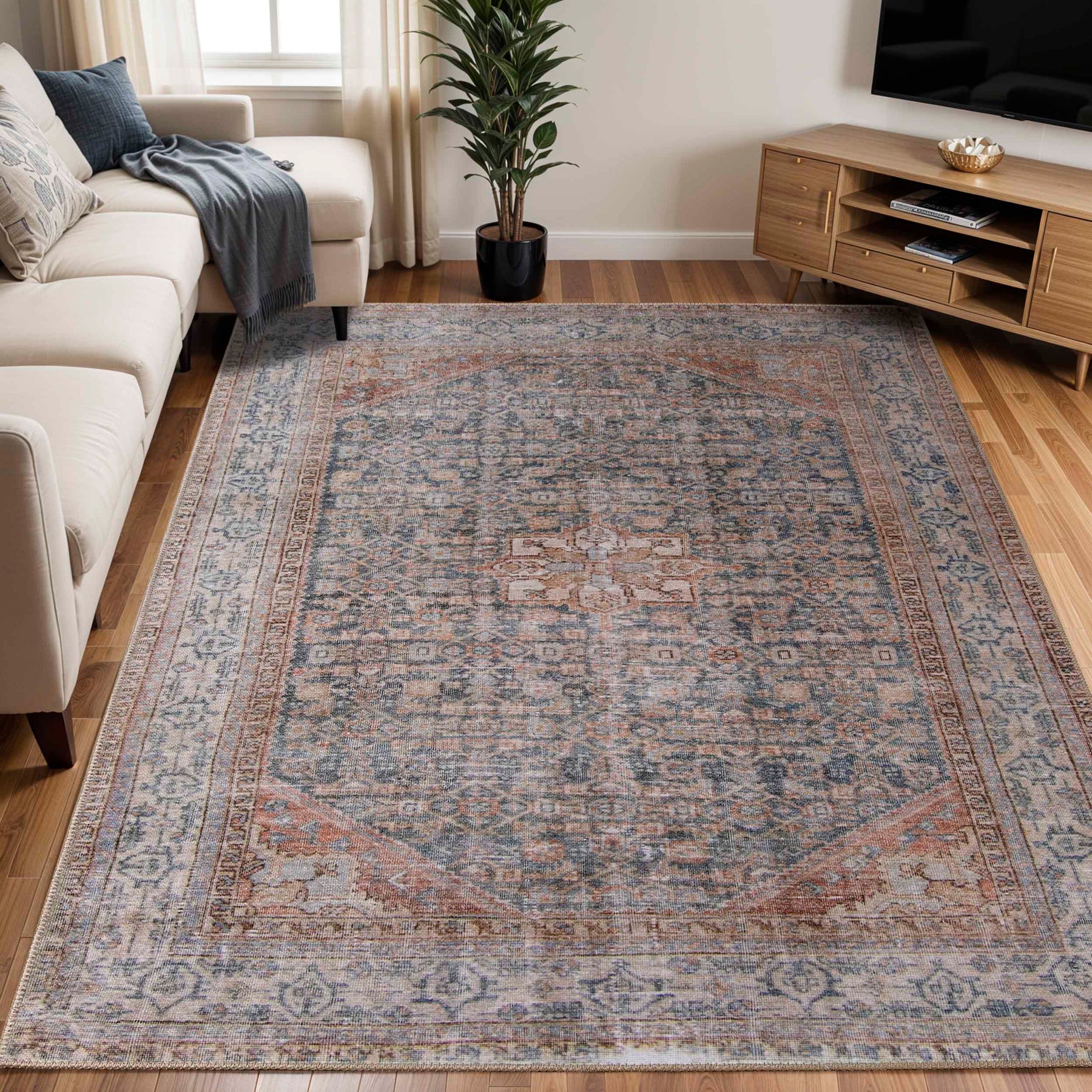 Traditional Oriental Medallion Indoor Area Rug Or Runner Rug