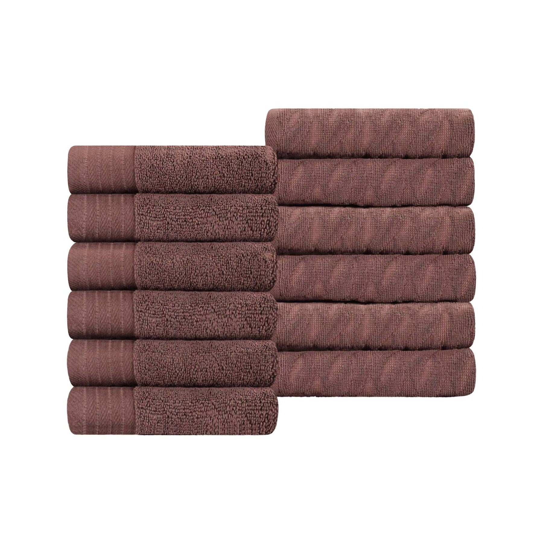Turkish Cotton Jacquard Herringbone and Solid 12 Piece Face Towel Set