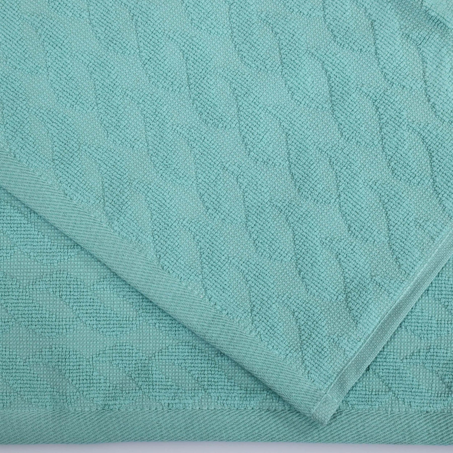 Turkish Cotton Jacquard Herringbone and Solid 4 Piece Bath Towel Set