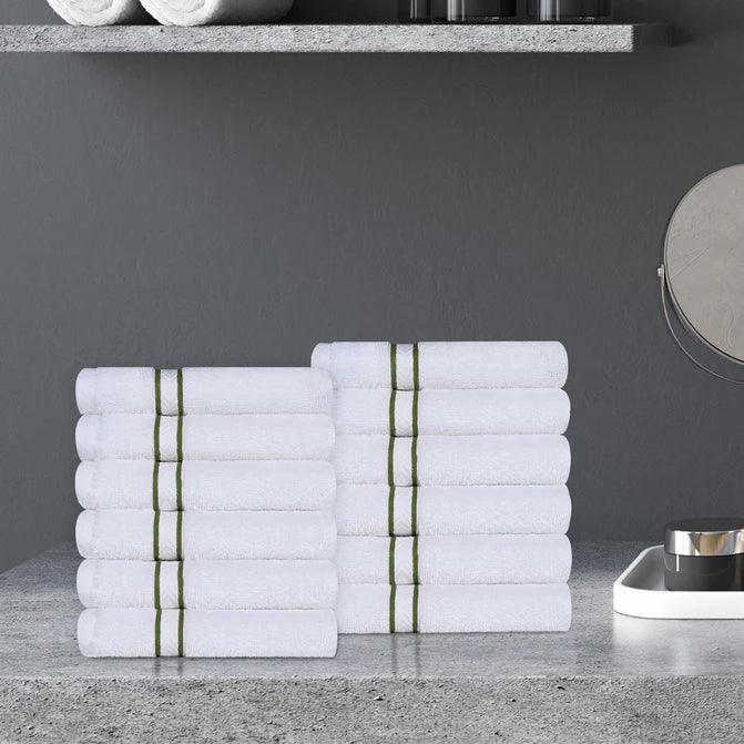 Turkish Cotton Ultra Plush Absorbent Solid 12-Piece Face Towel Set