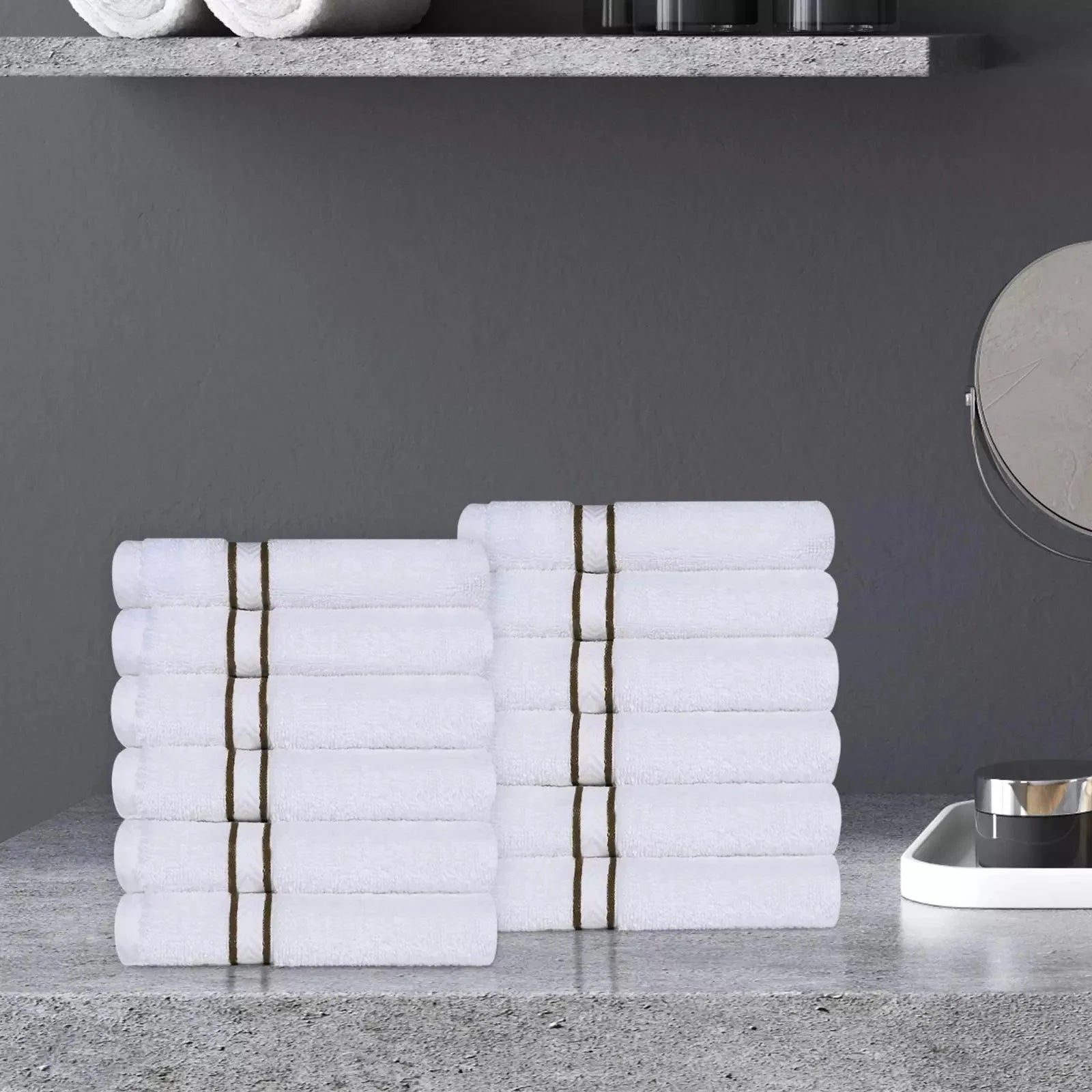 Turkish Cotton Ultra Plush Absorbent Solid 12-Piece Face Towel Set