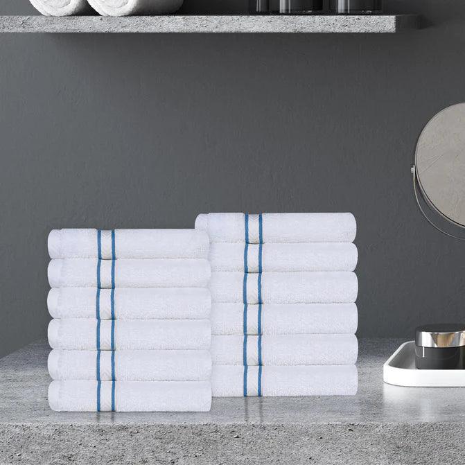 Turkish Cotton Ultra Plush Absorbent Solid 12-Piece Face Towel Set