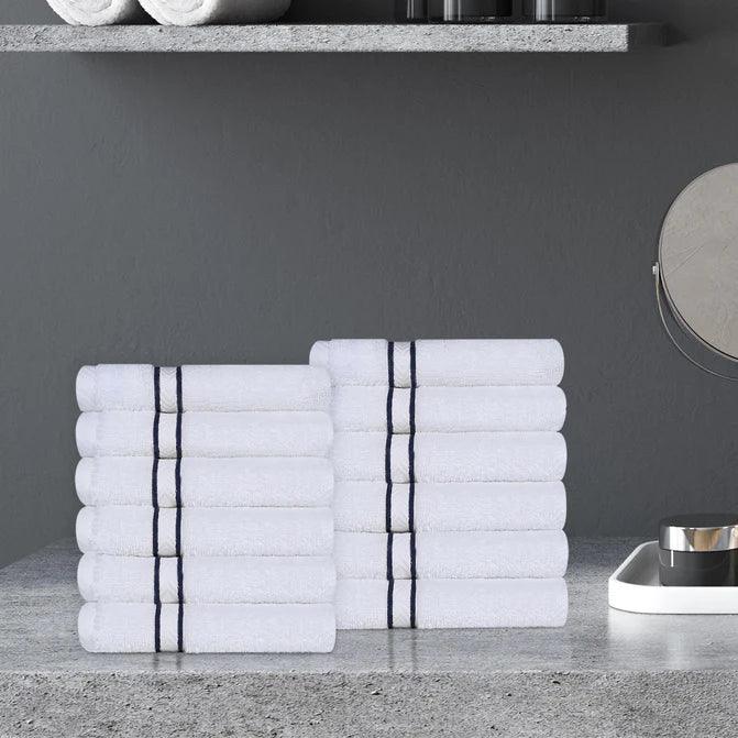 Turkish Cotton Ultra Plush Absorbent Solid 12-Piece Face Towel Set