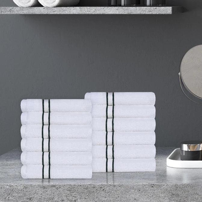 Turkish Cotton Ultra Plush Absorbent Solid 12-Piece Face Towel Set