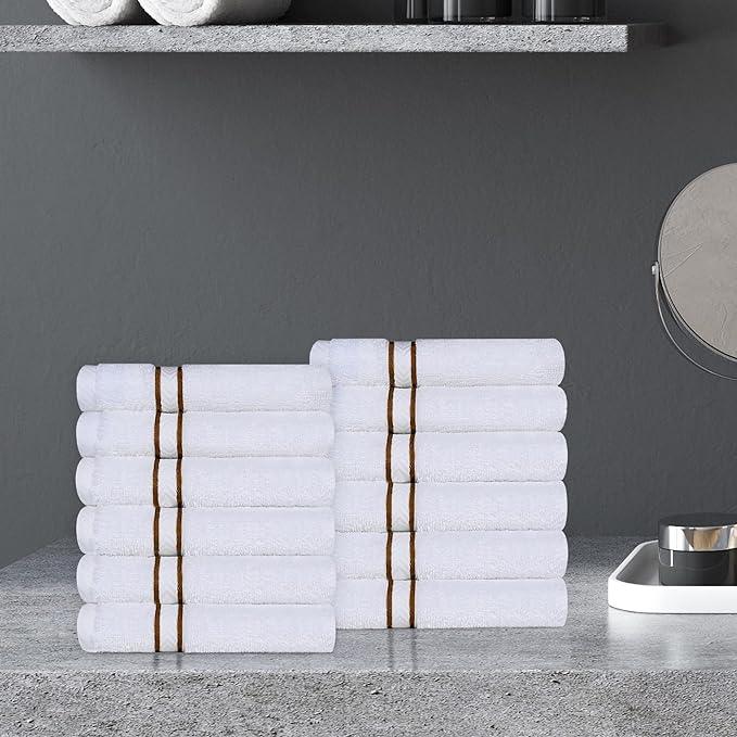 Turkish Cotton Ultra Plush Absorbent Solid 12-Piece Face Towel Set
