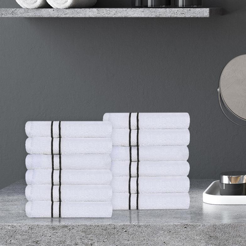 Turkish Cotton Ultra Plush Absorbent Solid 12-Piece Face Towel Set