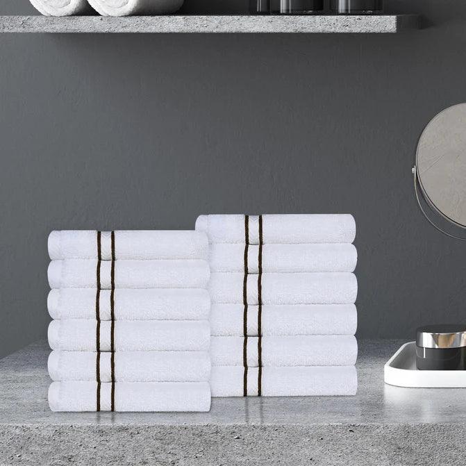 Turkish Cotton Ultra Plush Absorbent Solid 12-Piece Face Towel Set