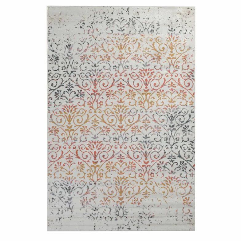 Ulani Distressed Modern Damask Indoor Area Rug Or Runner Bone