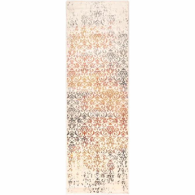 Ulani Distressed Modern Damask Indoor Area Rug Or Runner Bone