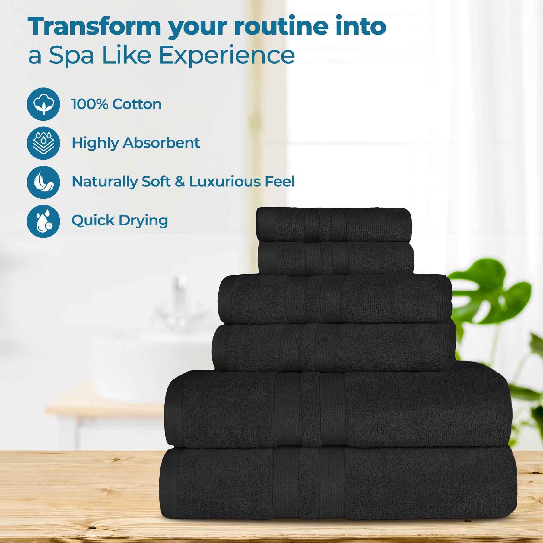 Ultra-Soft Cotton Absorbent Quick-Drying 12 Piece Assorted Towel Set