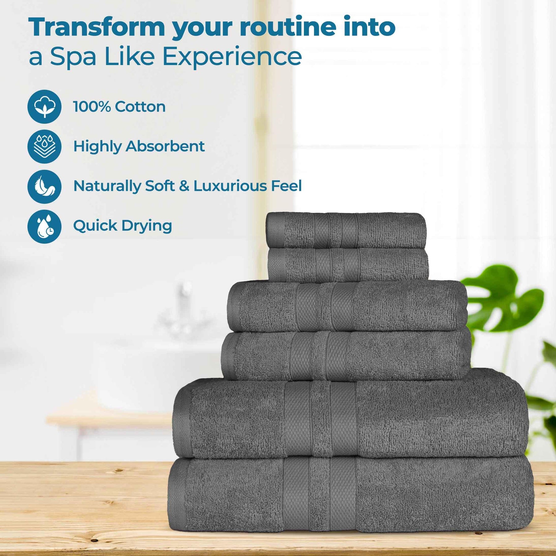 Ultra-Soft Cotton Absorbent Quick-Drying 12 Piece Assorted Towel Set
