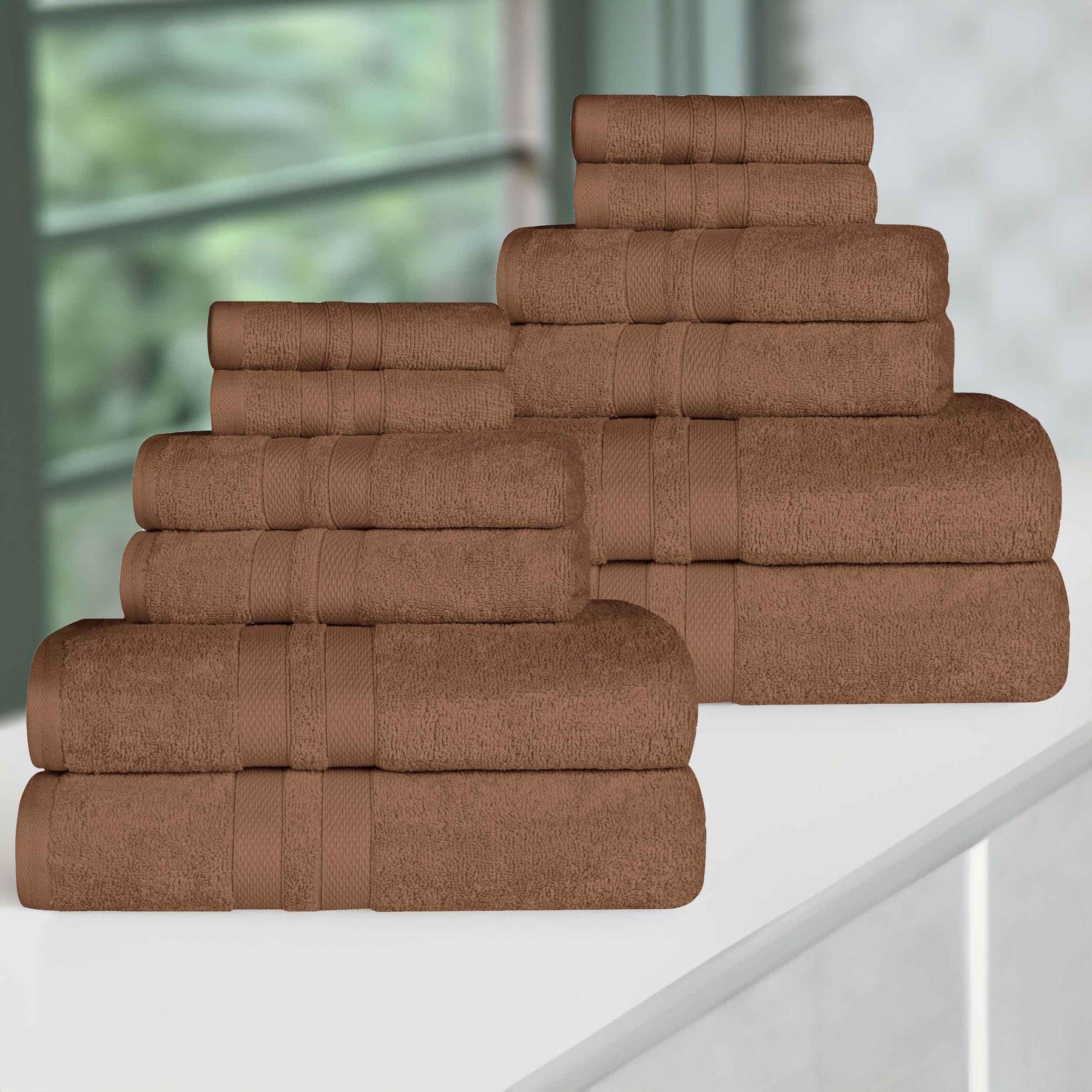 Ultra-Soft Cotton Absorbent Quick-Drying 12 Piece Assorted Towel Set
