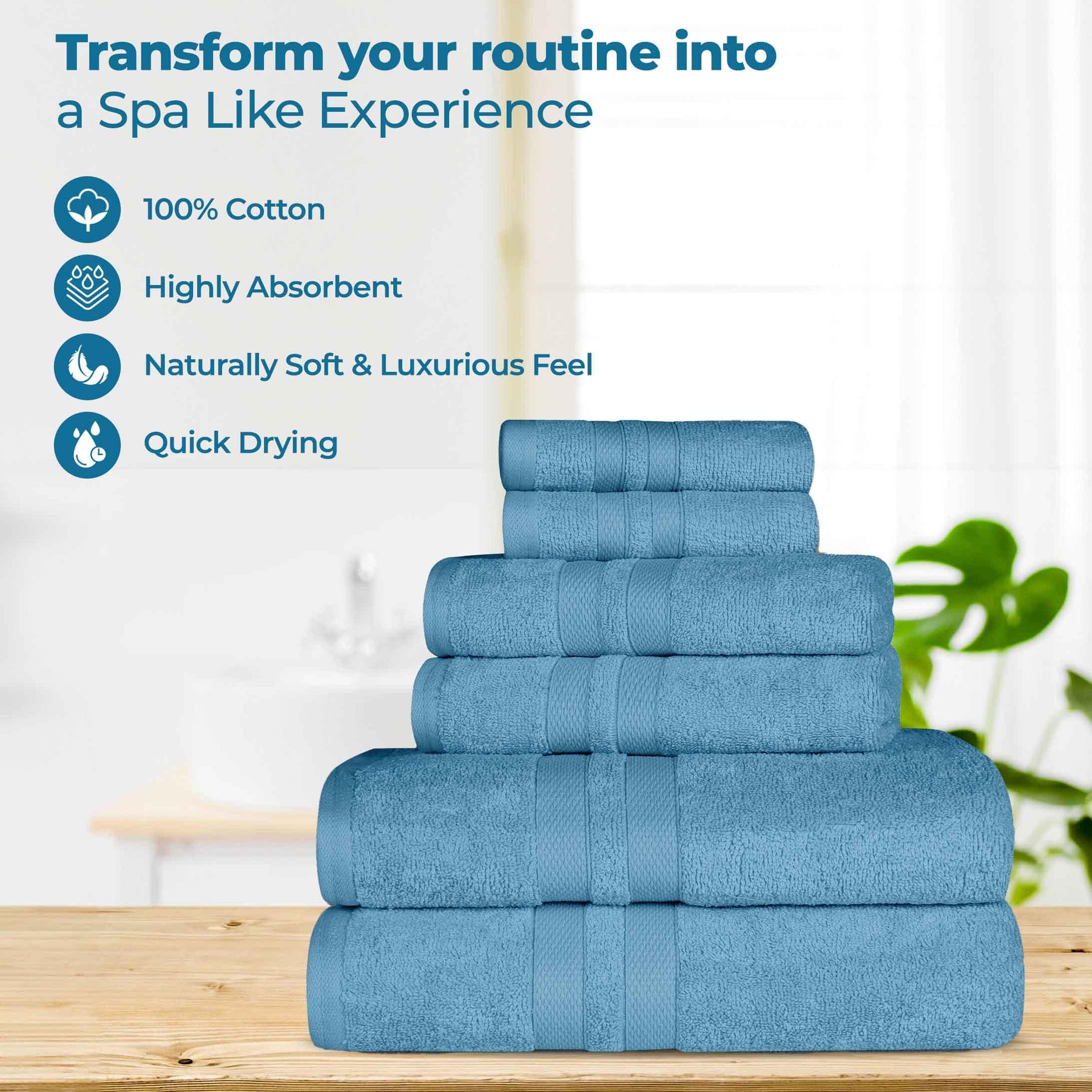 Ultra-Soft Cotton Absorbent Quick-Drying 12 Piece Assorted Towel Set