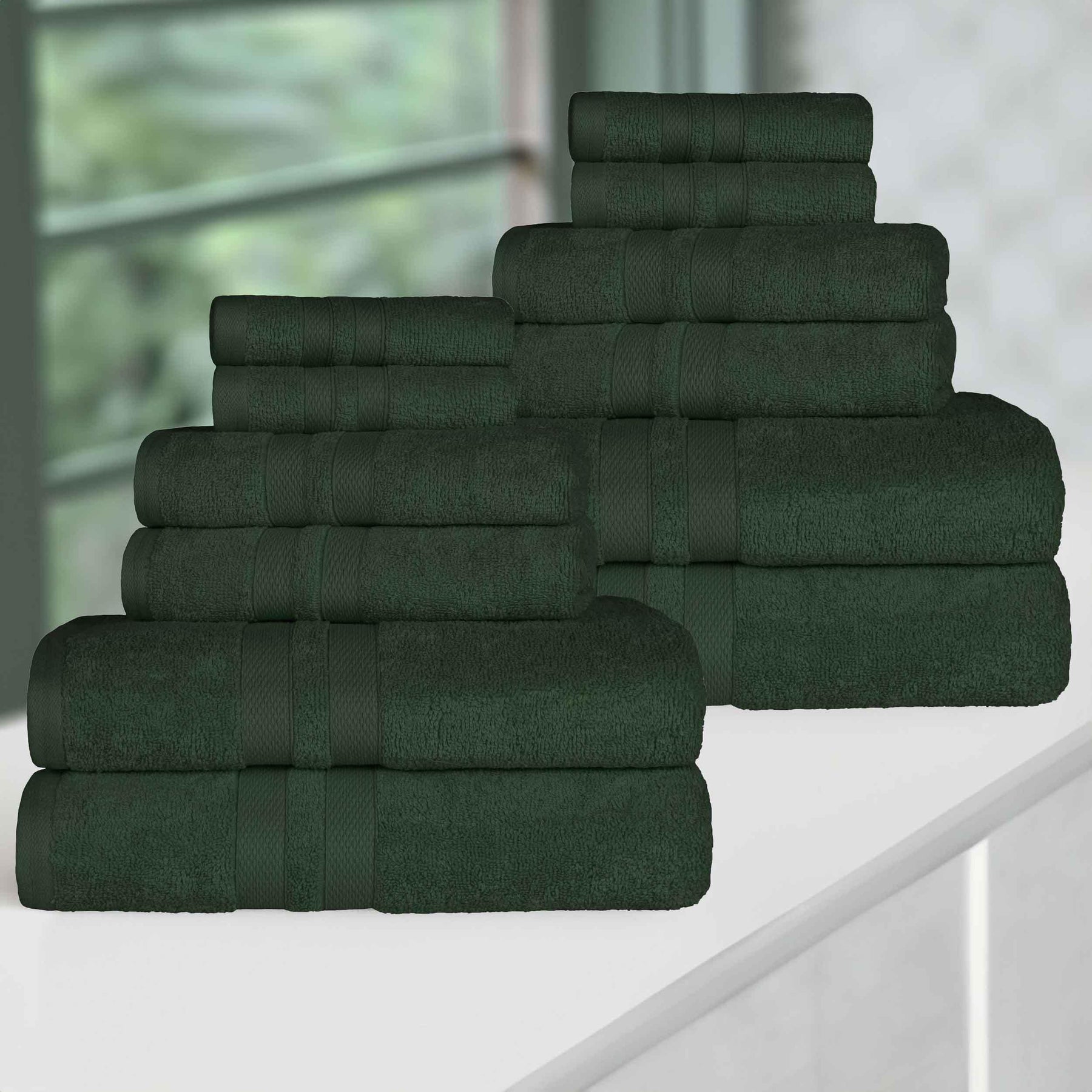 Ultra-Soft Cotton Absorbent Quick-Drying 12 Piece Assorted Towel Set