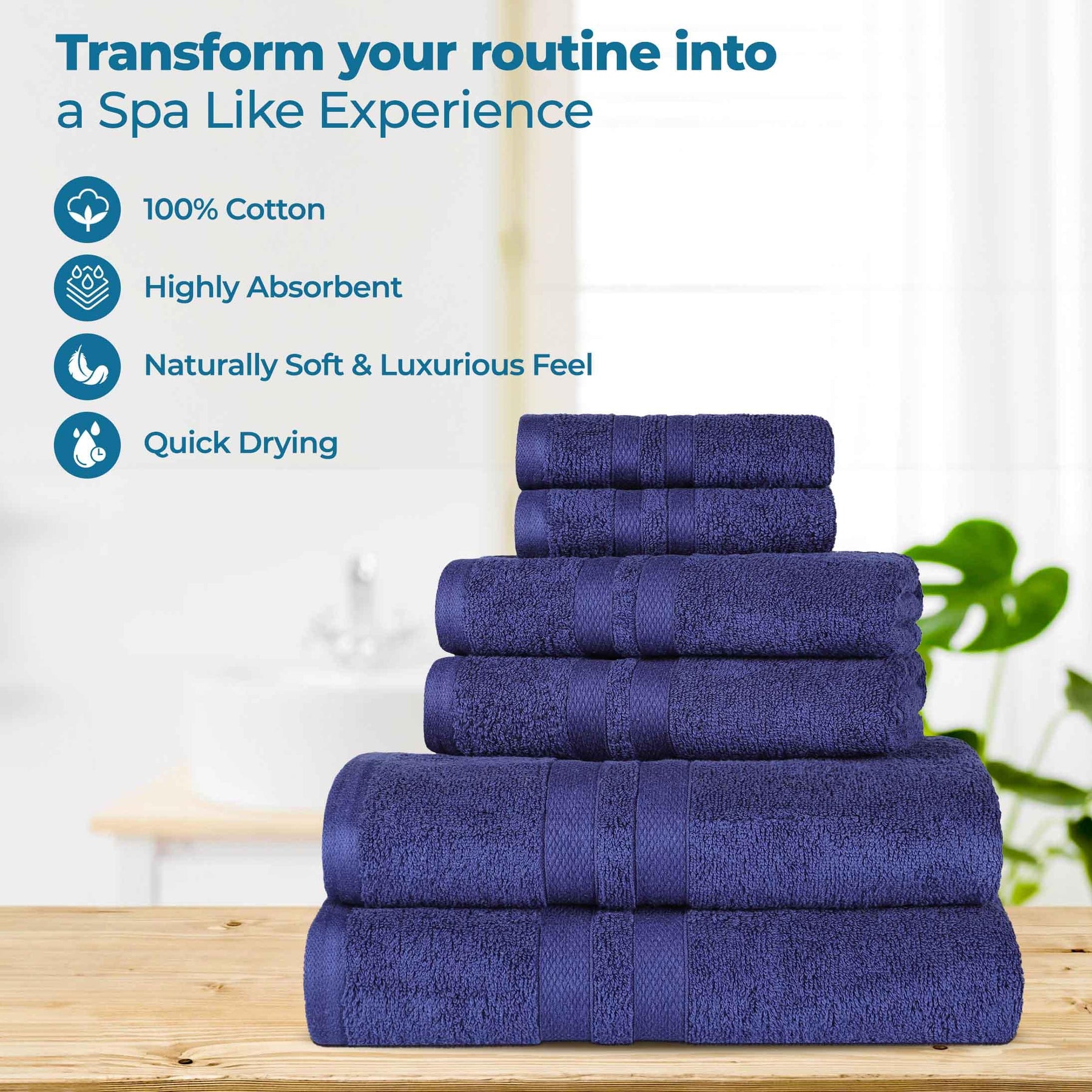 Ultra-Soft Cotton Absorbent Quick-Drying 12 Piece Assorted Towel Set