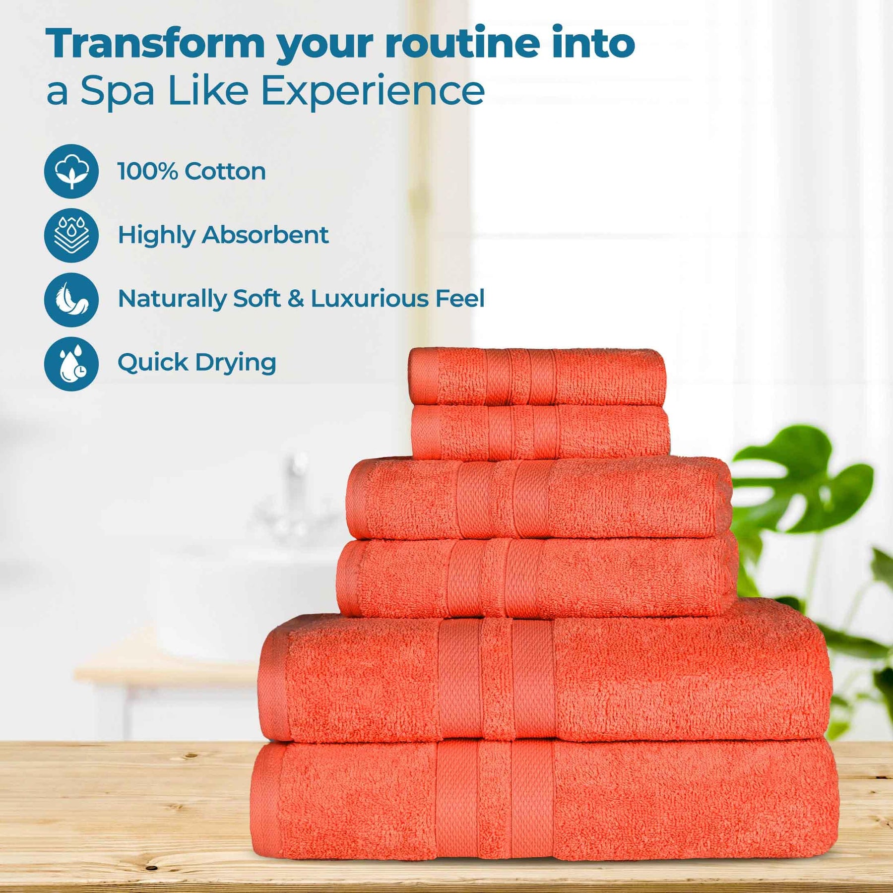 Ultra-Soft Cotton Absorbent Quick-Drying 12 Piece Assorted Towel Set