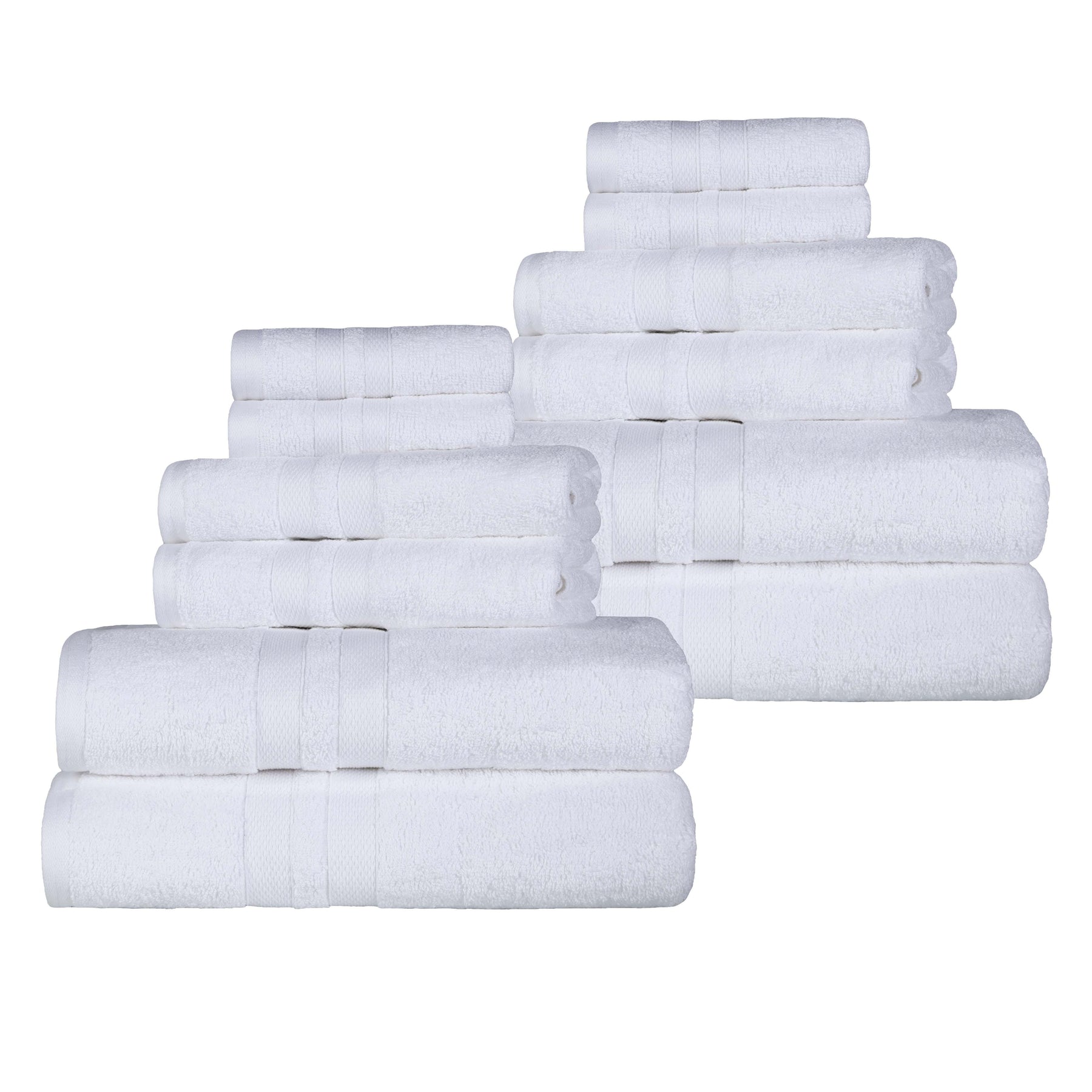 Ultra-Soft Cotton Absorbent Quick-Drying 12 Piece Assorted Towel Set
