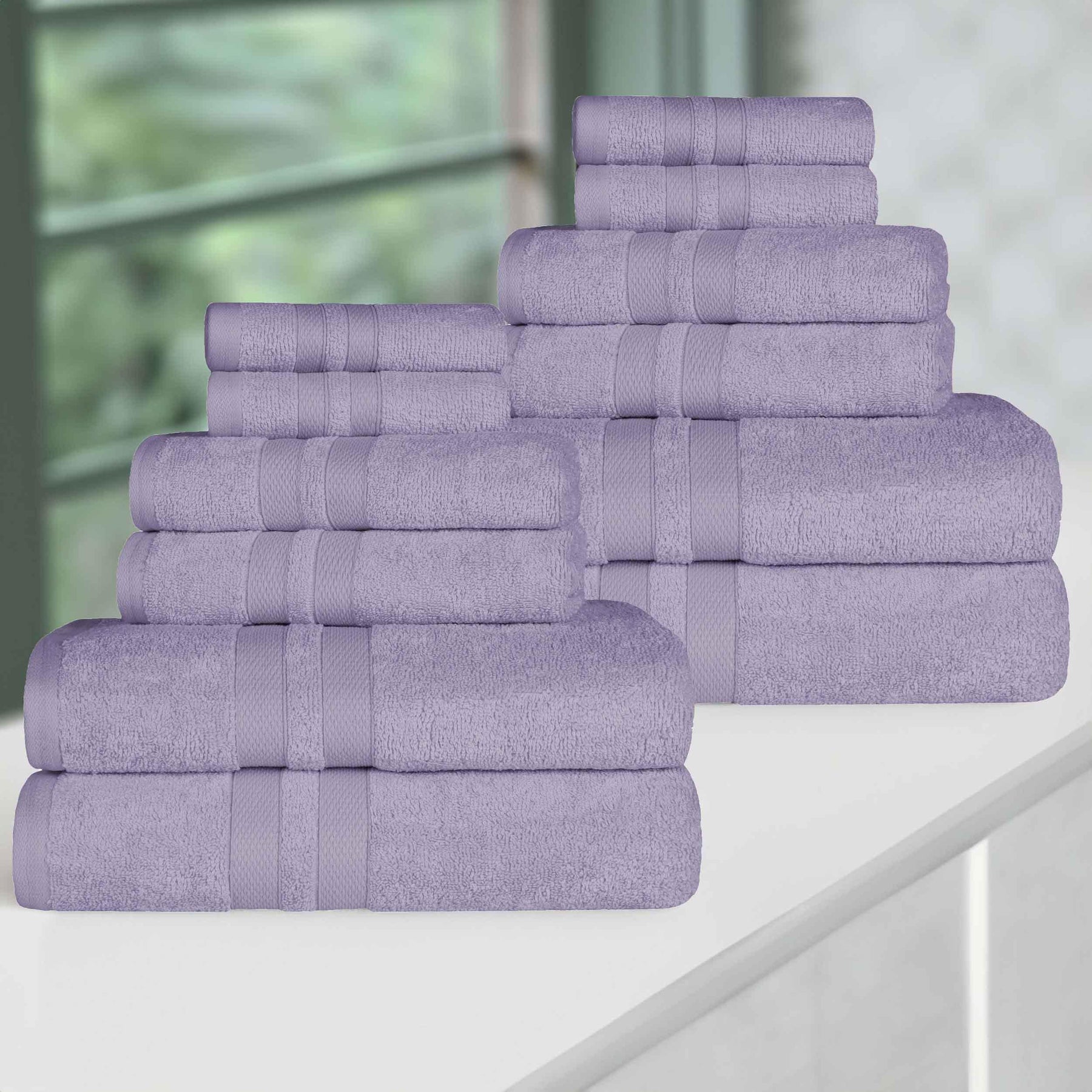 Ultra-Soft Cotton Absorbent Quick-Drying 12 Piece Assorted Towel Set