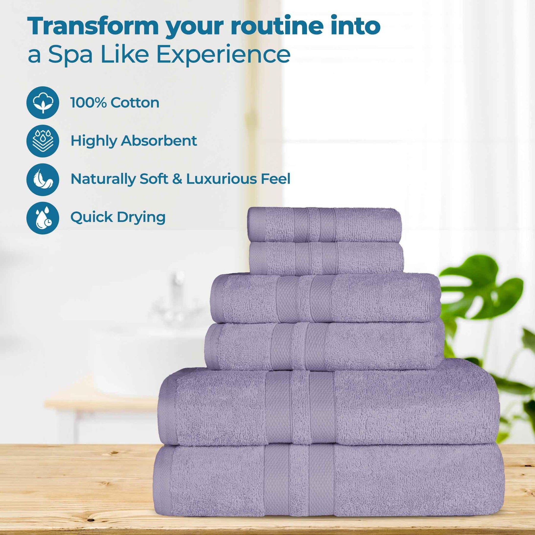 Ultra-Soft Cotton Absorbent Quick-Drying 12 Piece Assorted Towel Set