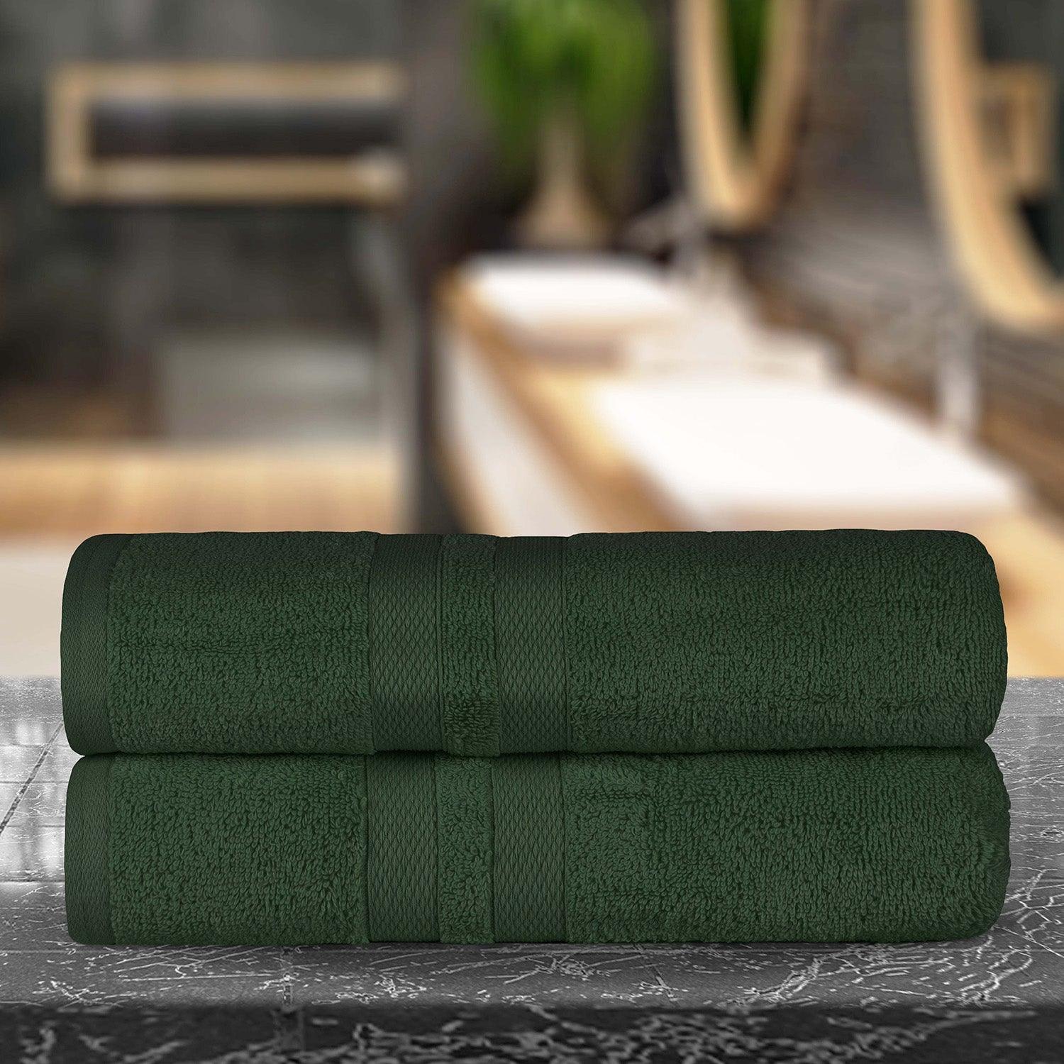 Ultra-Soft Cotton Absorbent Quick-Drying Solid Bath Sheet Set of 2