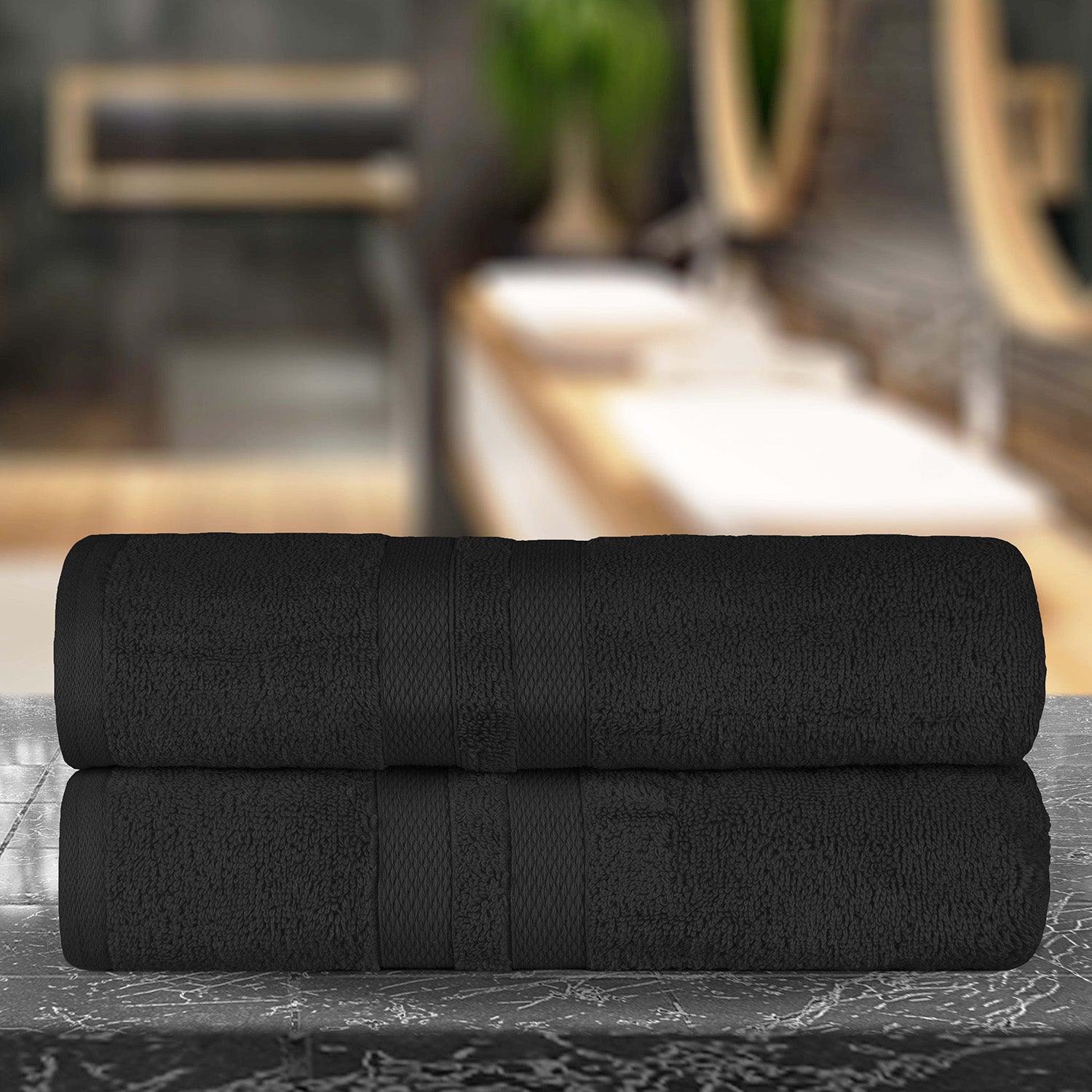 Ultra-Soft Cotton Absorbent Quick-Drying Solid Bath Sheet Set of 2