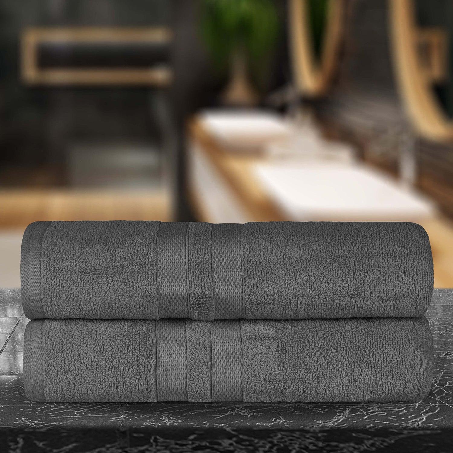 Ultra-Soft Cotton Absorbent Quick-Drying Solid Bath Sheet Set of 2