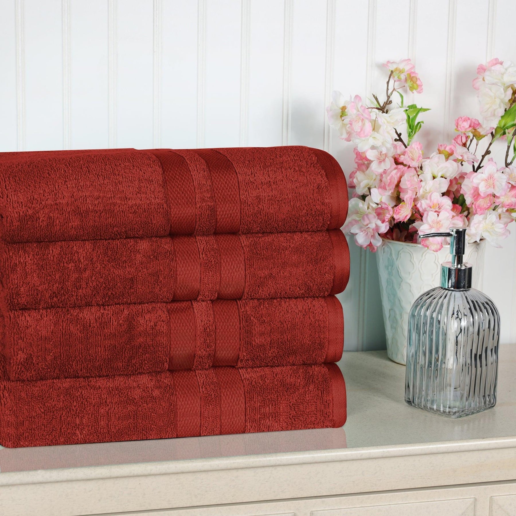 Ultra Soft Cotton Absorbent Solid Bath Towel Set of 4