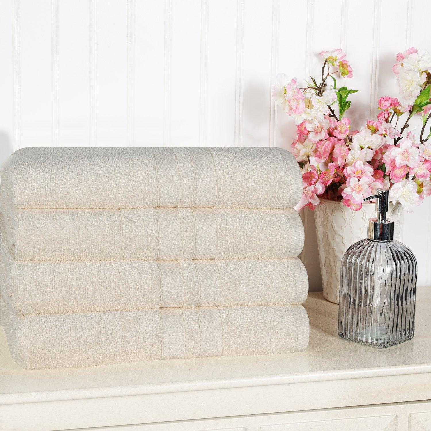 Ultra Soft Cotton Absorbent Solid Bath Towel Set of 4