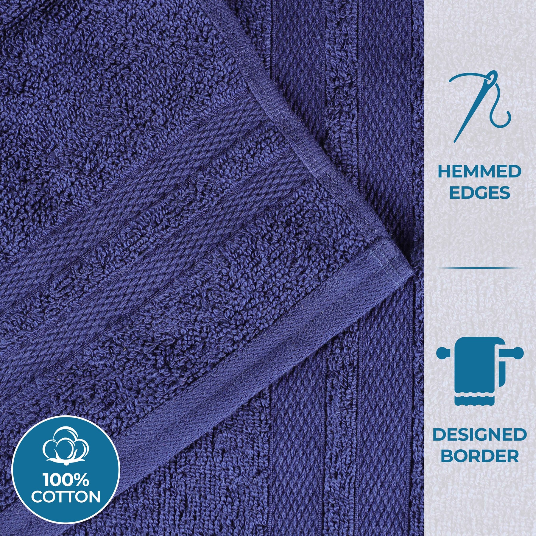 Ultra-Soft Cotton Solid Medium Weight Absorbent Bath Towel Set of 2