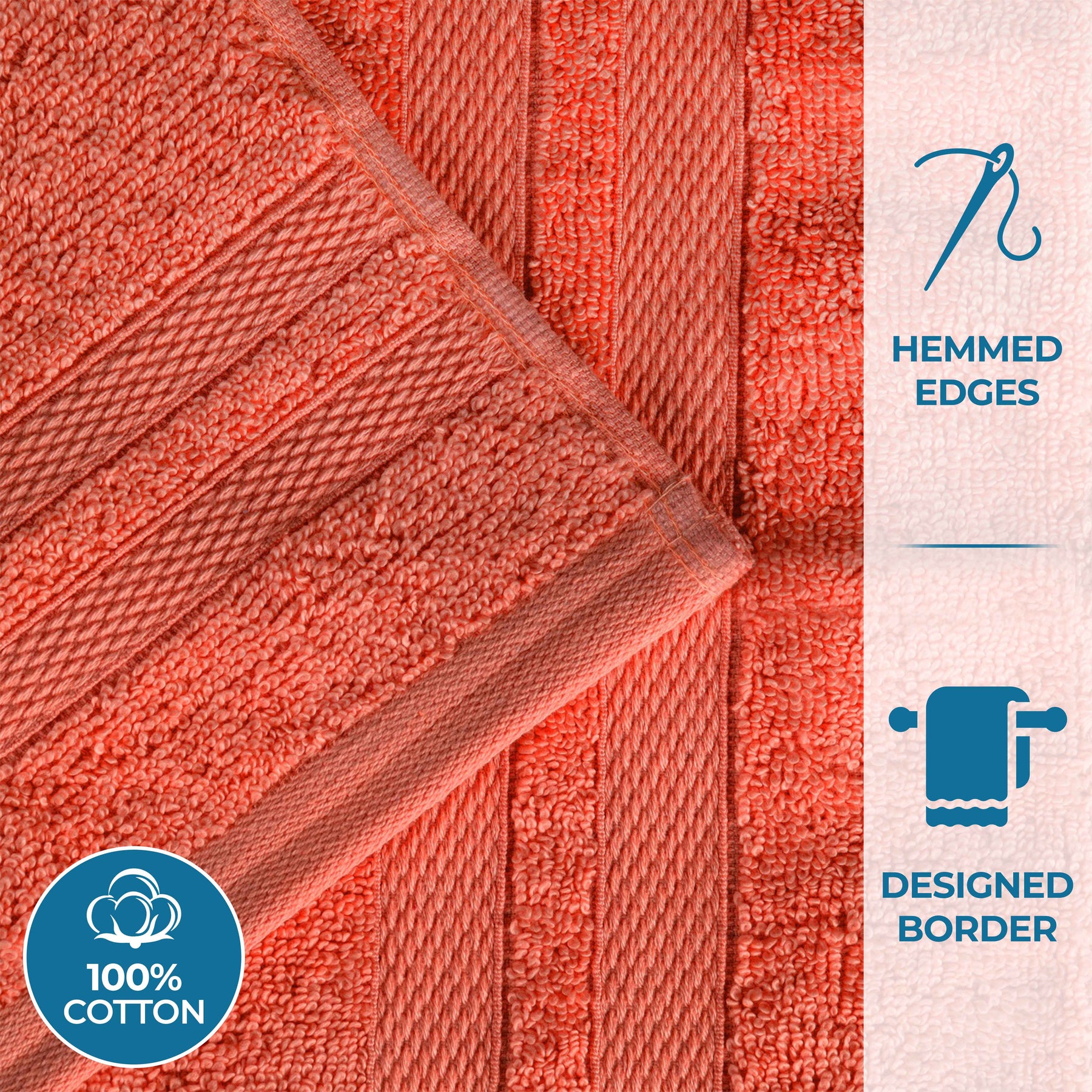 Ultra-Soft Cotton Solid Medium Weight Absorbent Bath Towel Set of 2