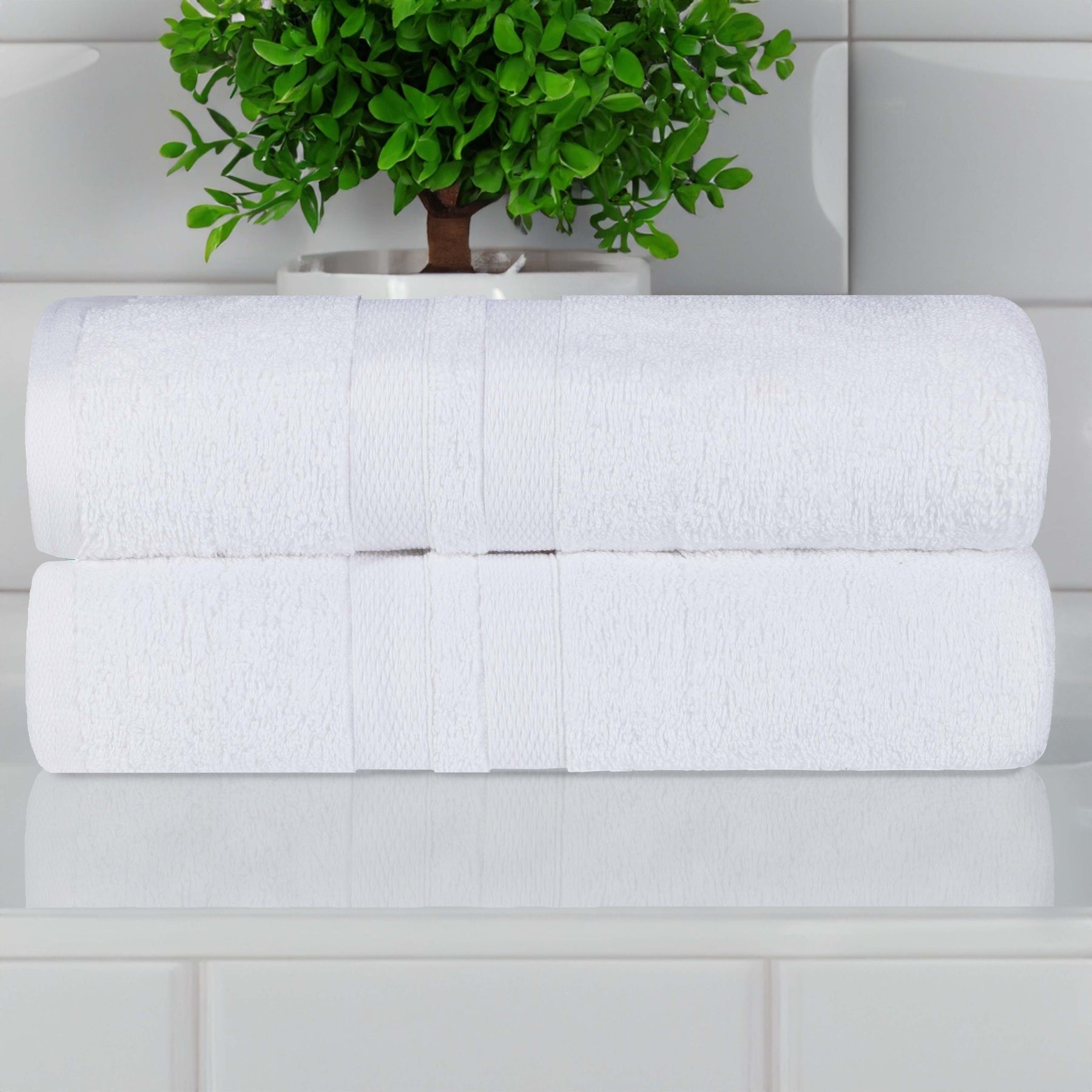 Ultra-Soft Cotton Solid Medium Weight Absorbent Bath Towel Set of 2