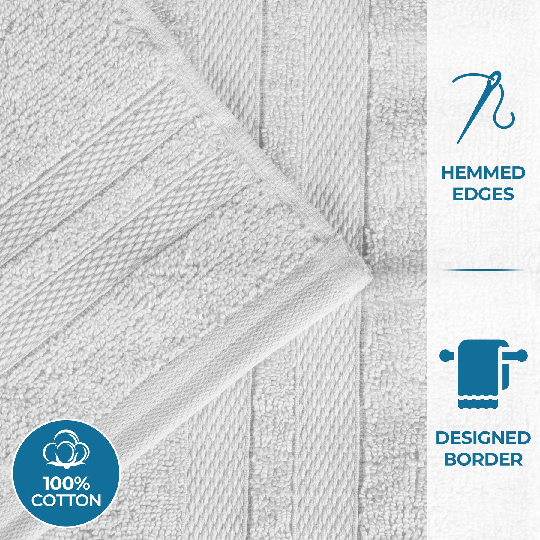 Ultra-Soft Cotton Solid Medium Weight Absorbent Bath Towel Set of 2