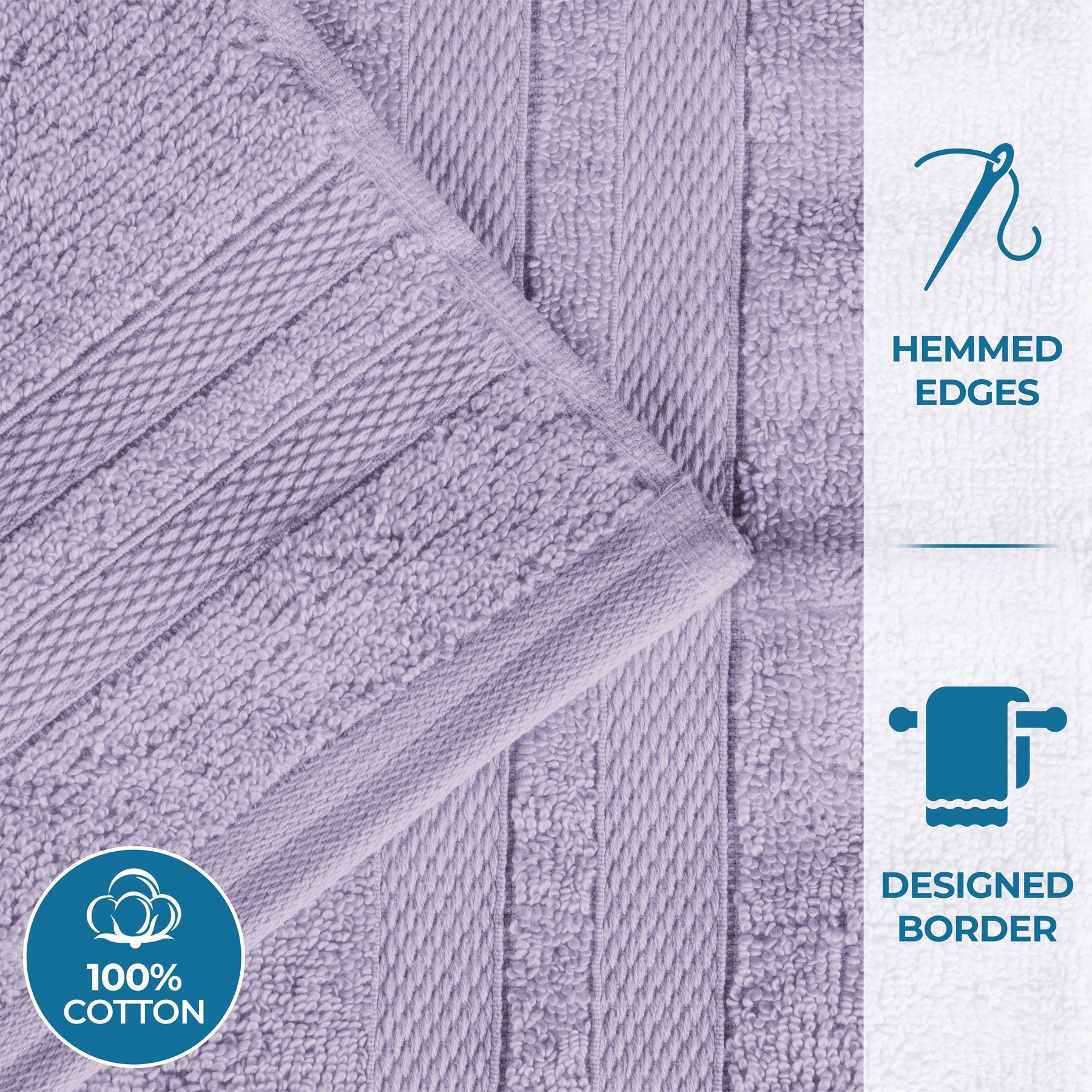 Ultra-Soft Cotton Solid Medium Weight Absorbent Bath Towel Set of 2