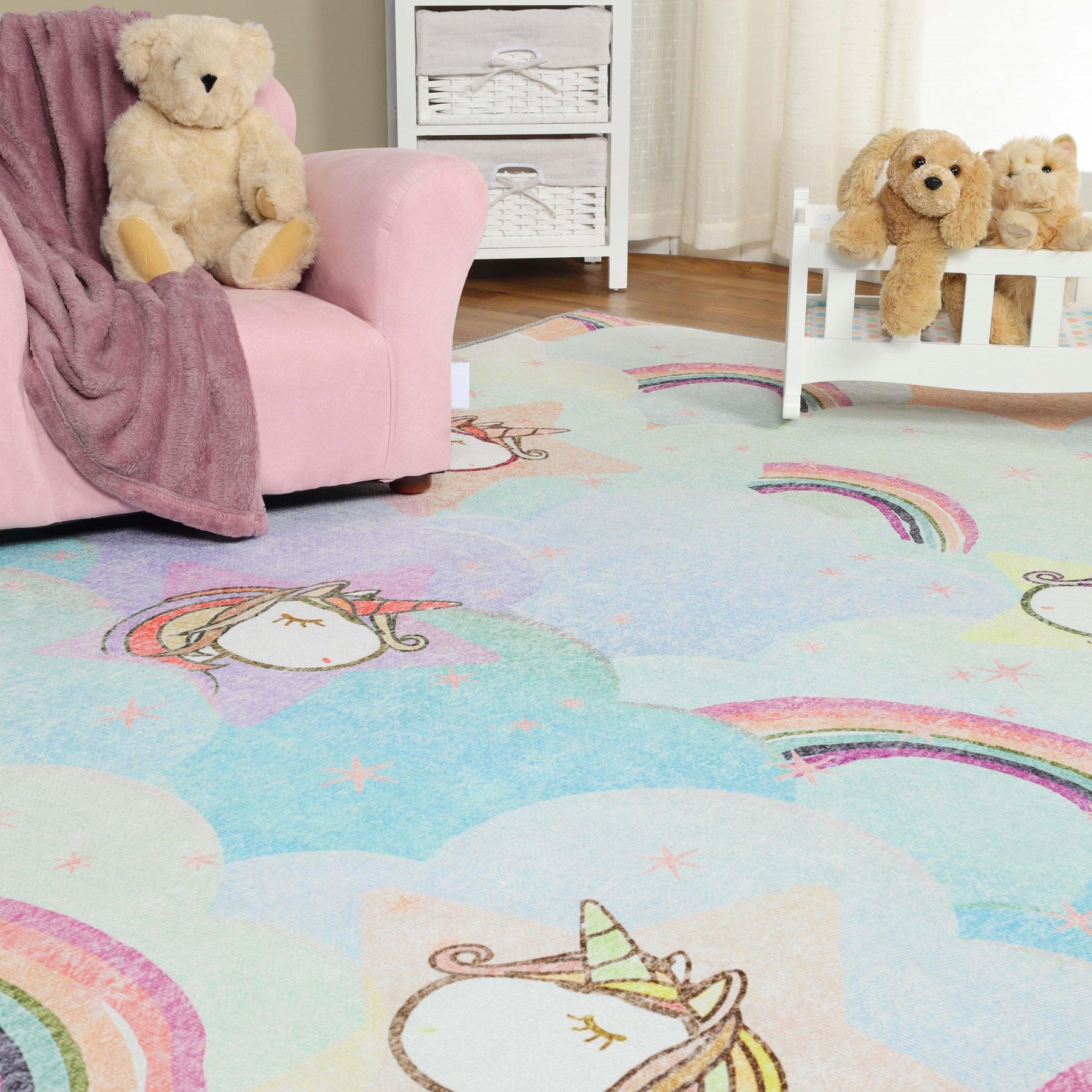Unicorn Colorful Rainbow Playroom Kids Rugs Indoor Area Rug