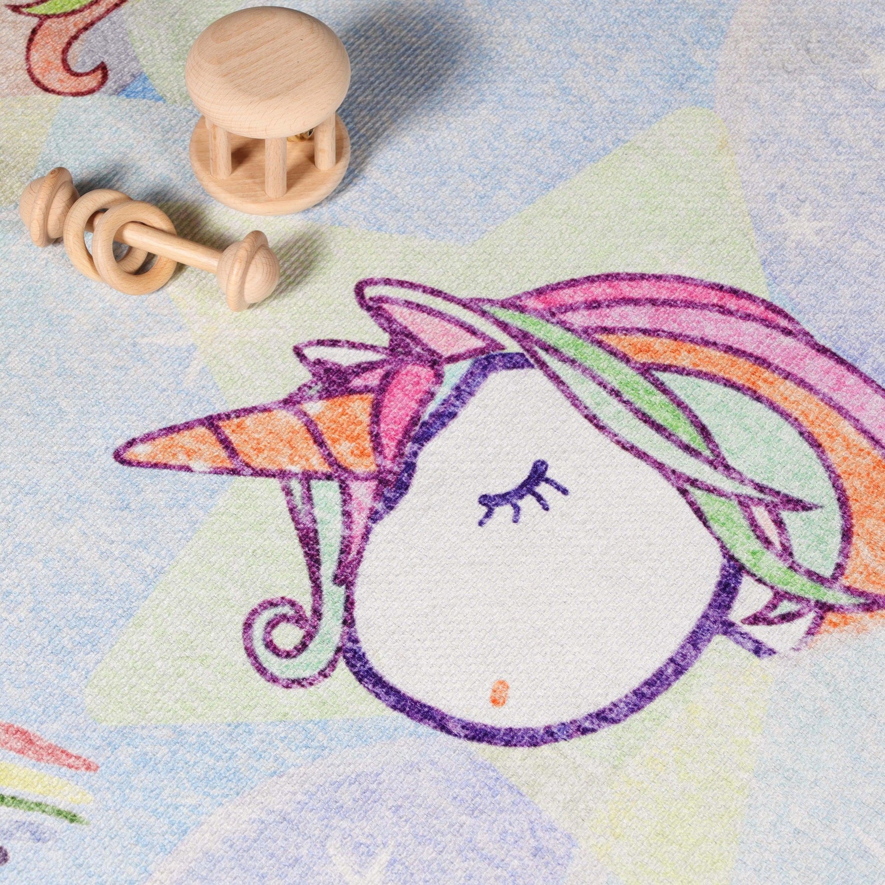 Unicorn Colorful Rainbow Playroom Kids Rugs Indoor Area Rug
