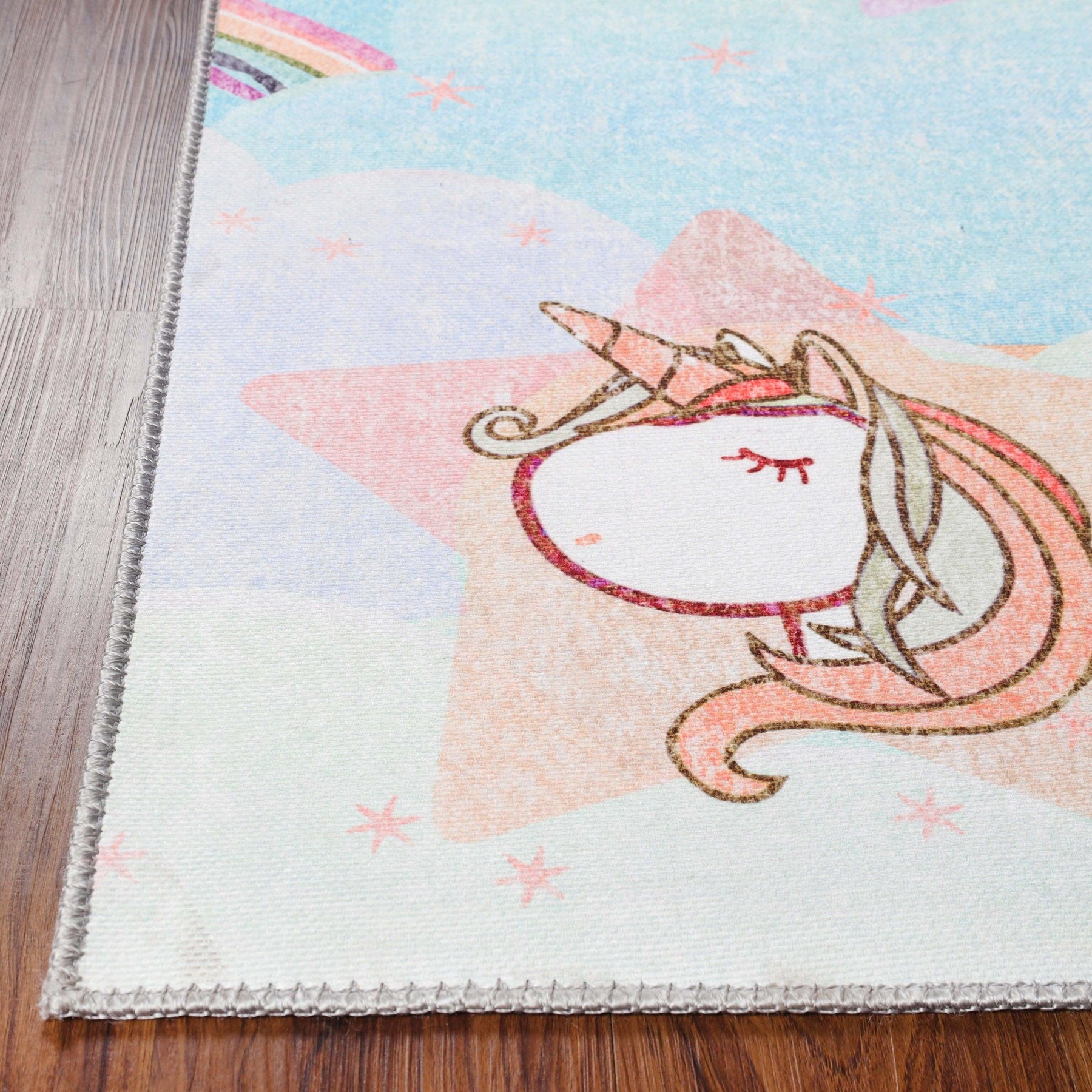 Unicorn Colorful Rainbow Playroom Kids Rugs Indoor Area Rug