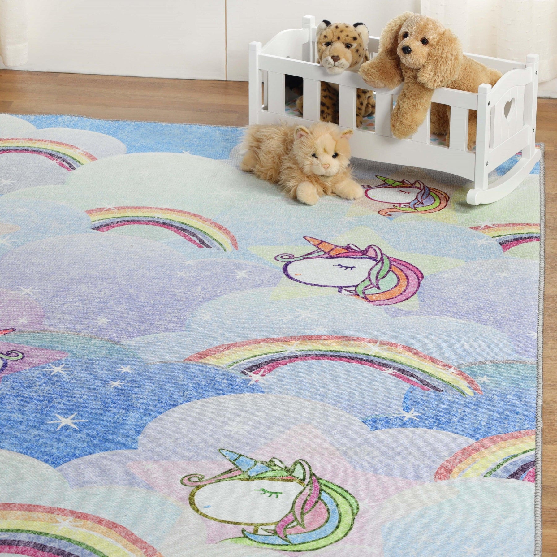 Unicorn Colorful Rainbow Playroom Kids Rugs Indoor Area Rug