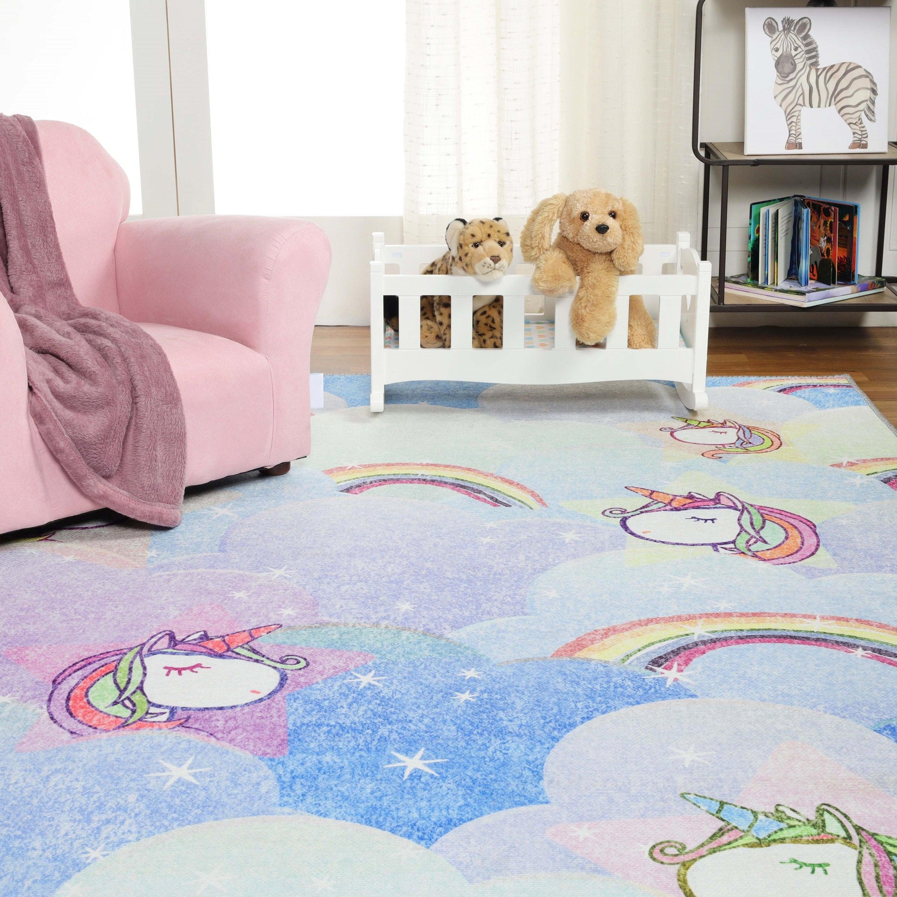 Unicorn Colorful Rainbow Playroom Kids Rugs Indoor Area Rug