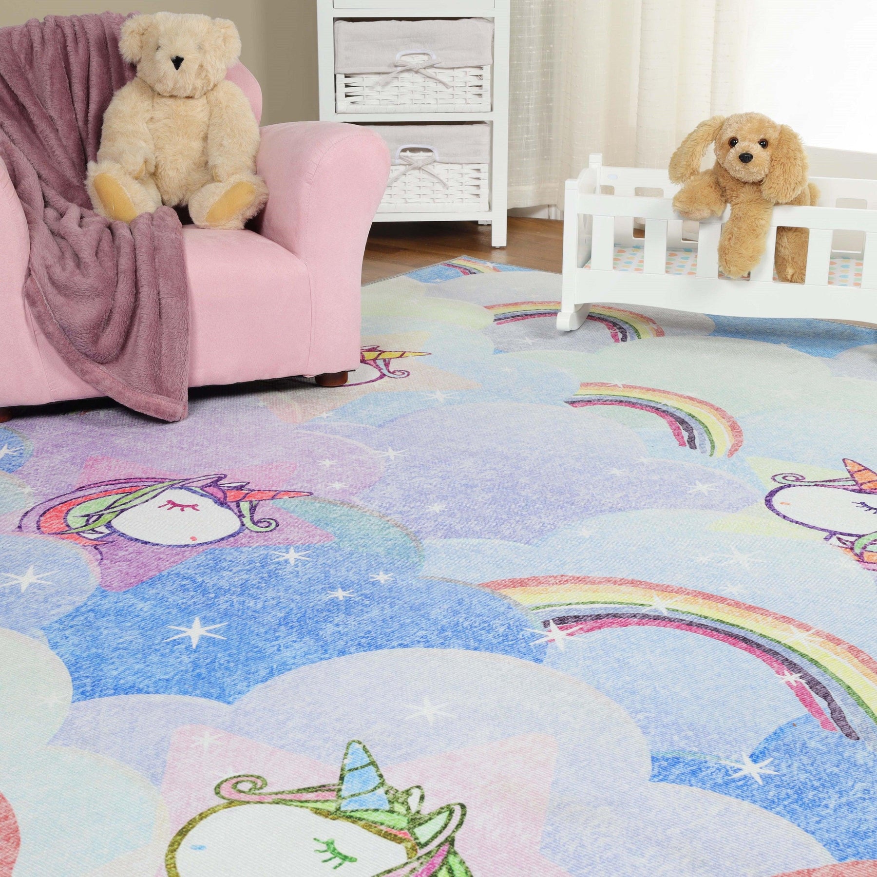 Unicorn Colorful Rainbow Playroom Kids Rugs Indoor Area Rug