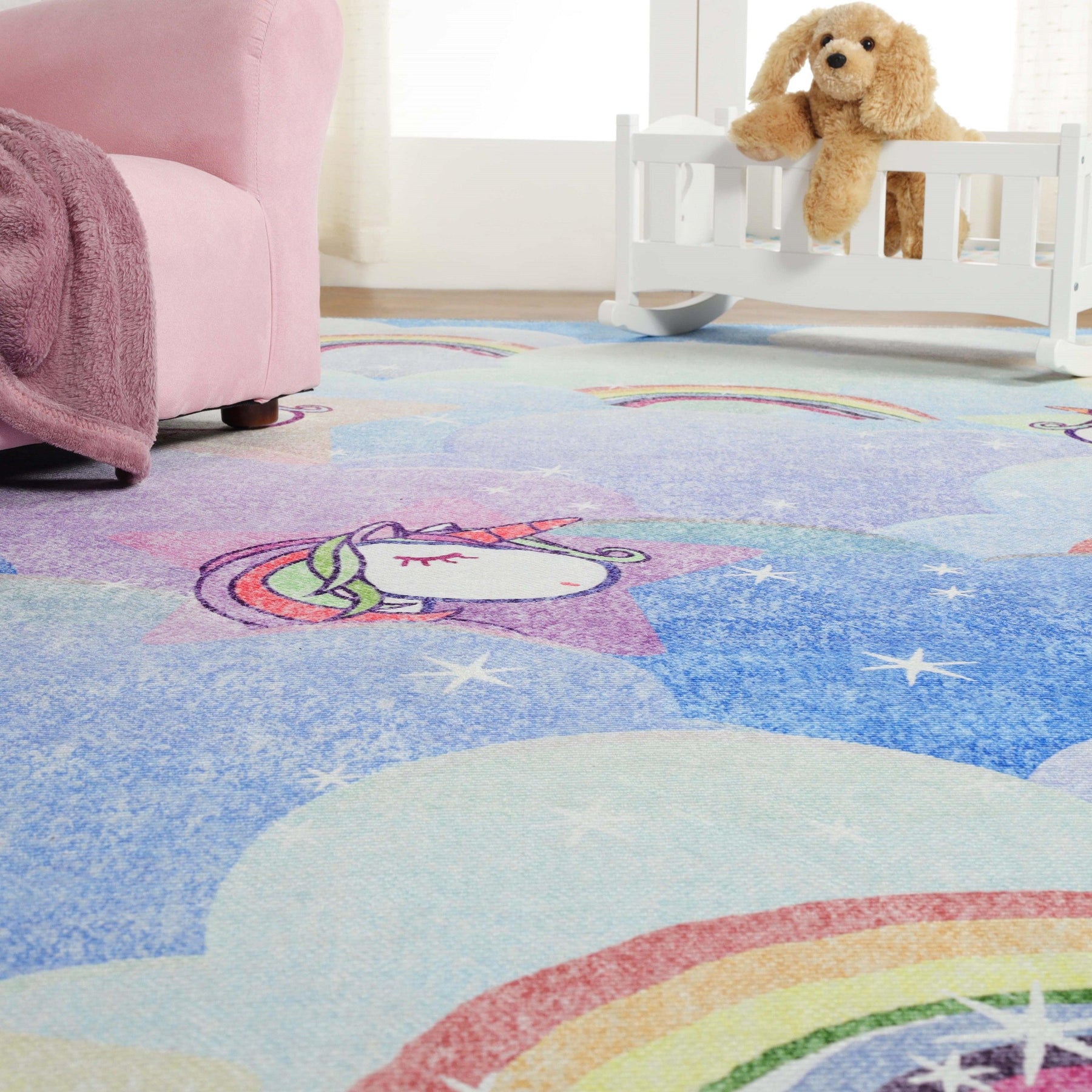 Unicorn Colorful Rainbow Playroom Kids Rugs Indoor Area Rug
