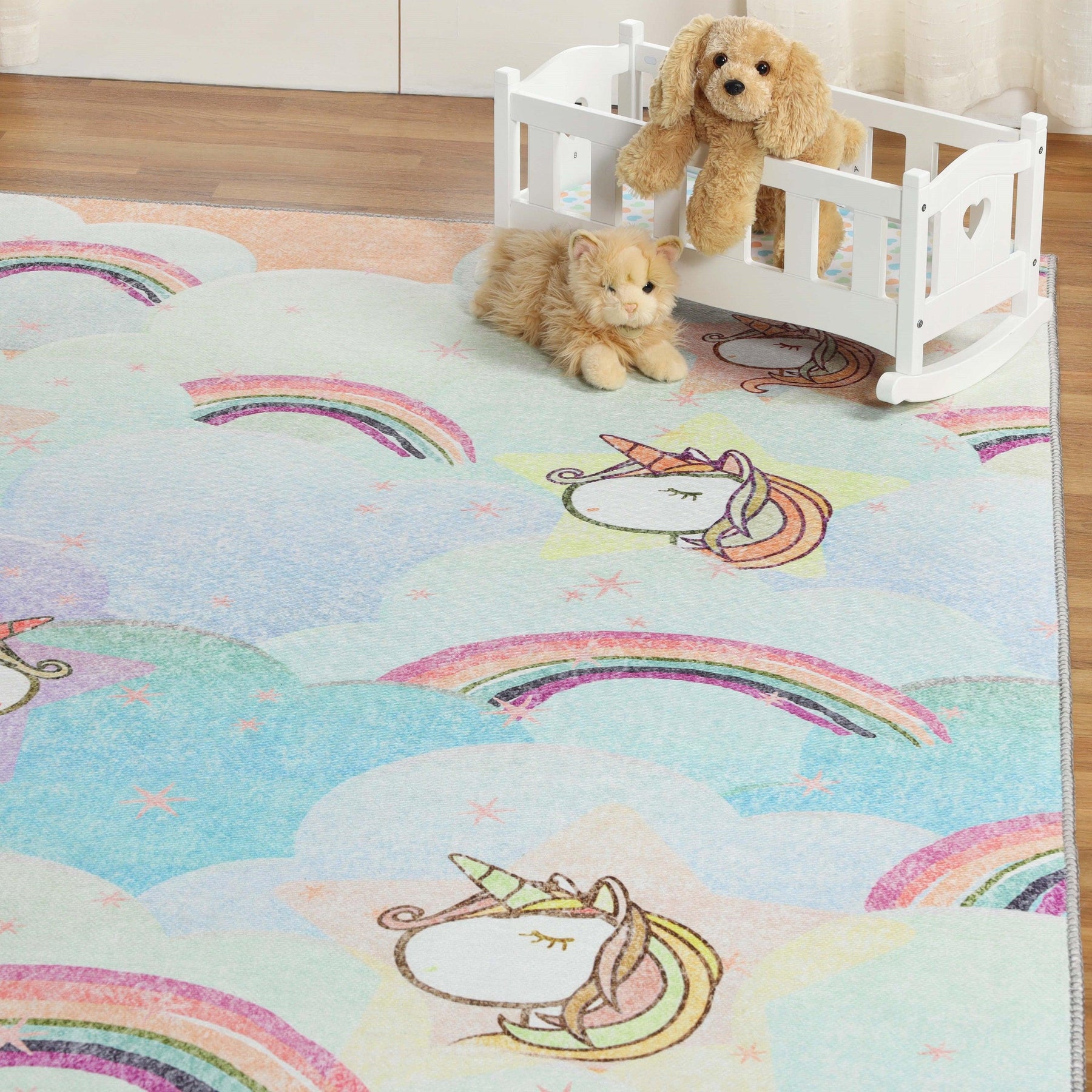 Unicorn Colorful Rainbow Playroom Kids Rugs Indoor Area Rug