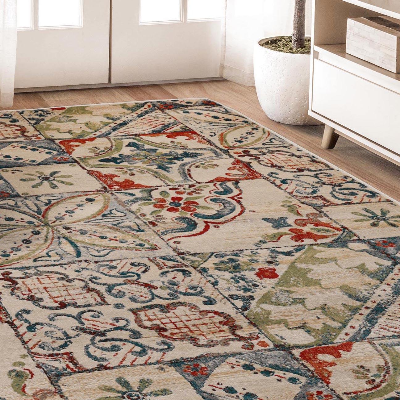 Vanessa Vintage Floral Patchwork Indoor Area Rug Or Runner Rug