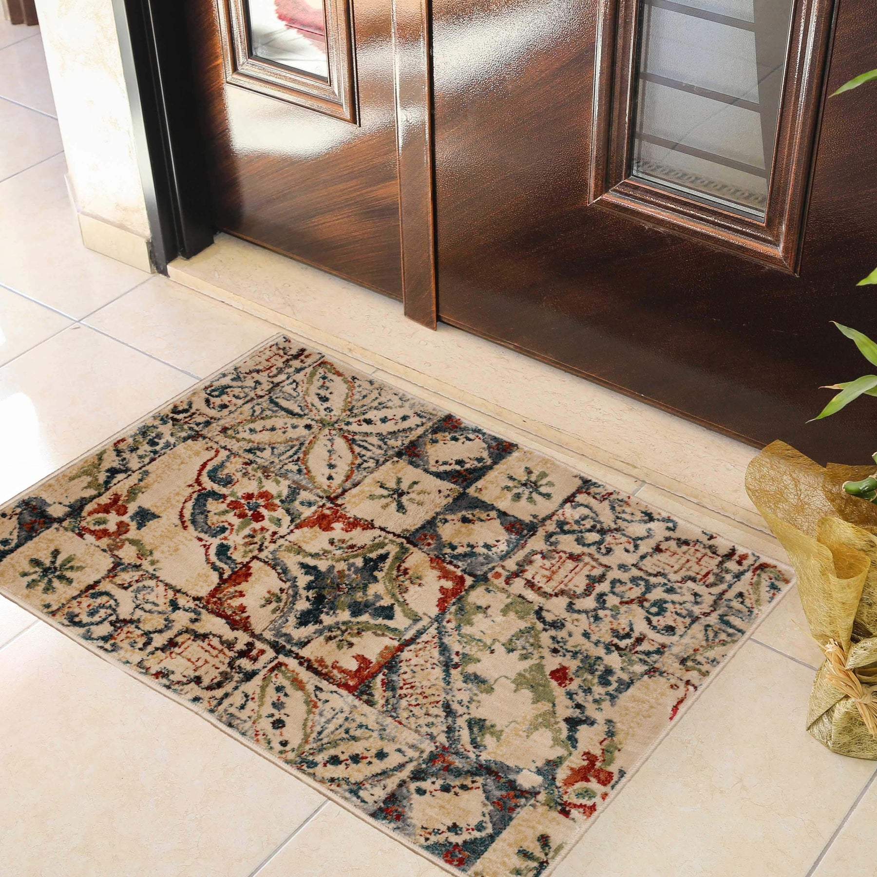 Vanessa Vintage Floral Patchwork Indoor Area Rug Or Runner Rug
