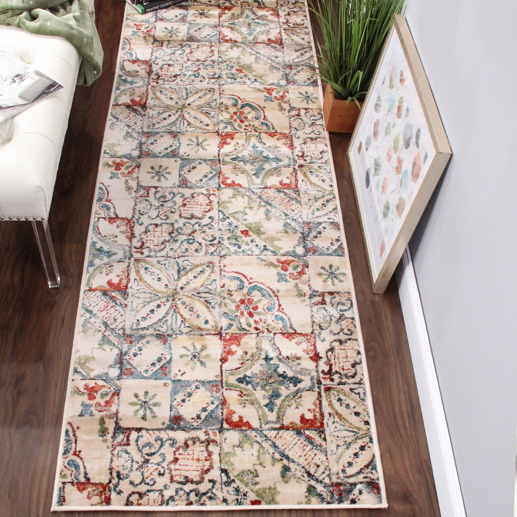 Vanessa Vintage Floral Patchwork Indoor Area Rug Or Runner Rug