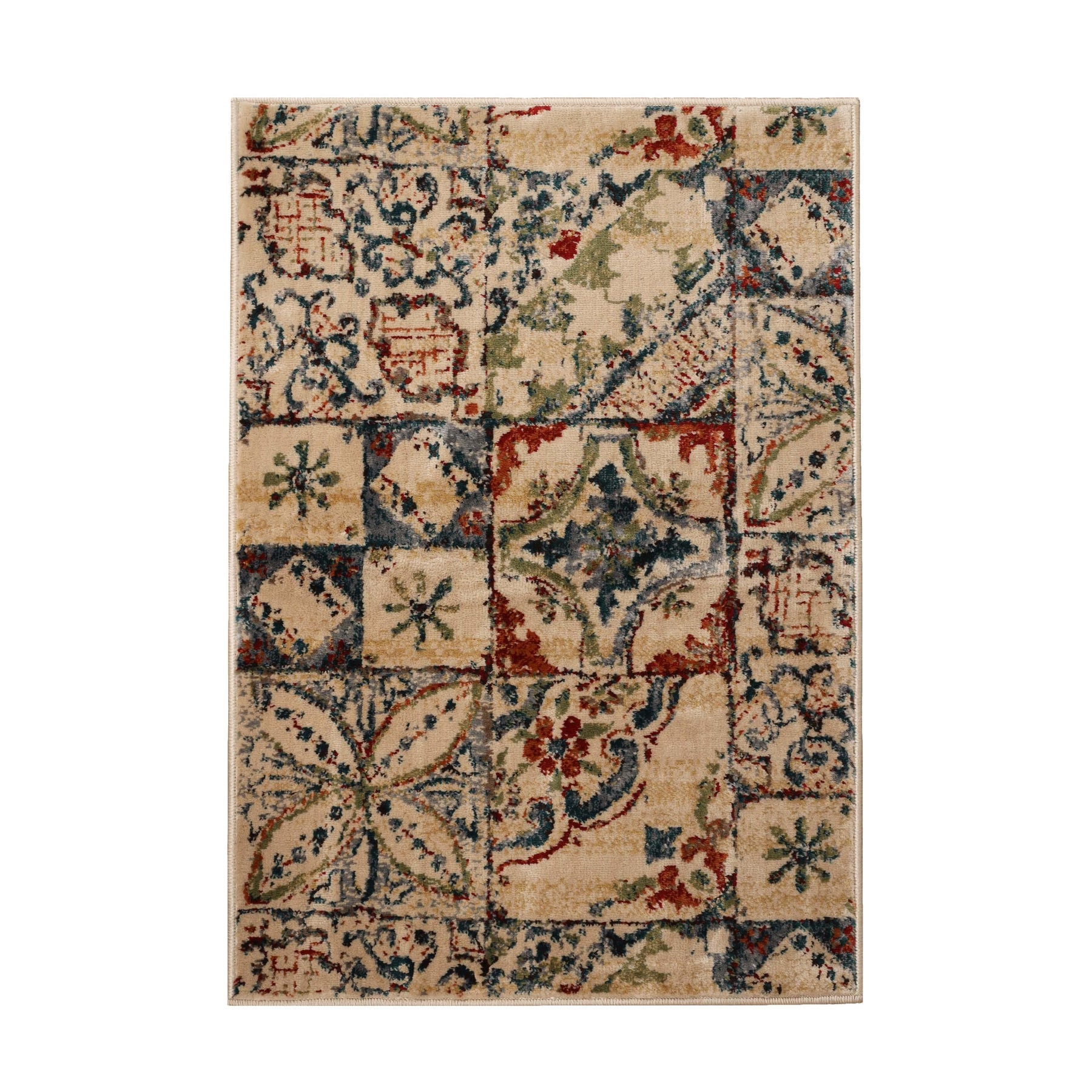 Vanessa Vintage Floral Patchwork Indoor Area Rug Or Runner Rug