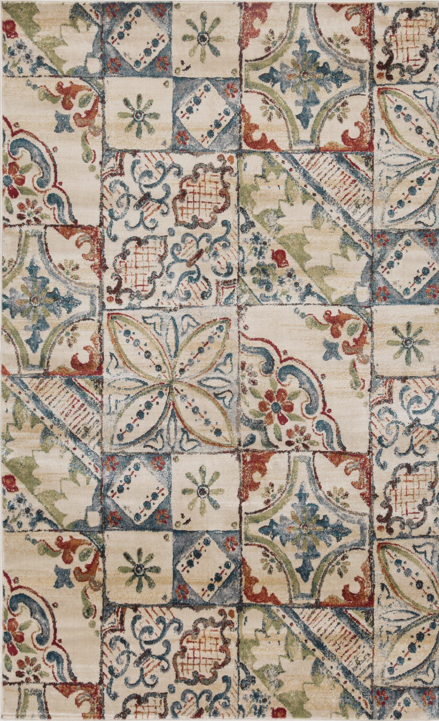 Vanessa Vintage Floral Patchwork Indoor Area Rug Or Runner Rug