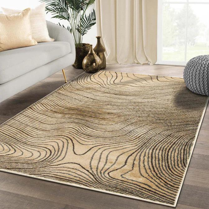Veer Modern Abstract Wood Grain Indoor Area Rug Or Runner